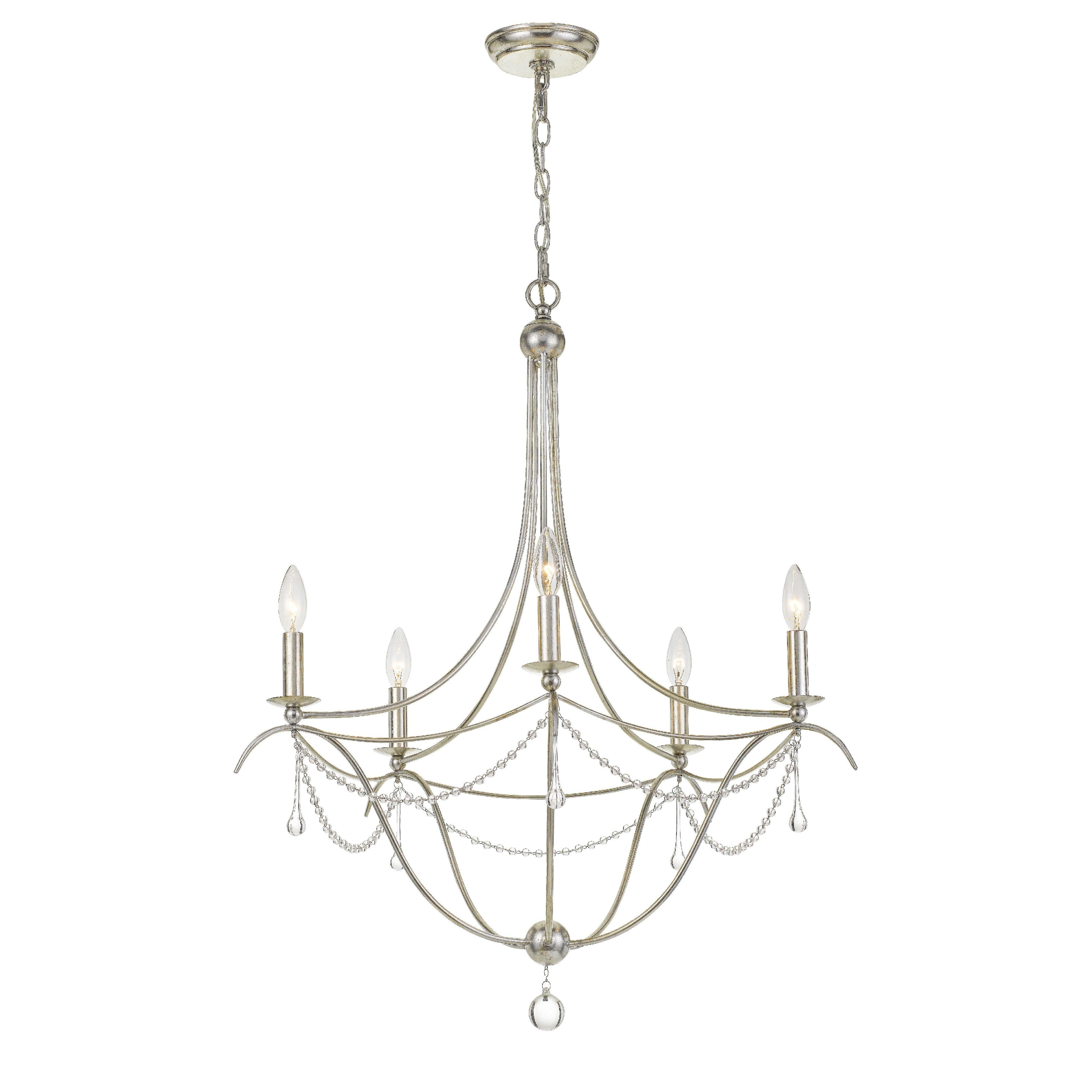 Crystorama Metro 425-SA – 27.5 Inch – 5 Light – Chandelier – Antique Silver – Damp Rated
