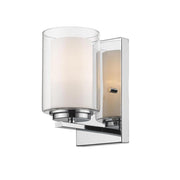 1 Light Wall Sconce-Clear Outside; Matte Opal Inside