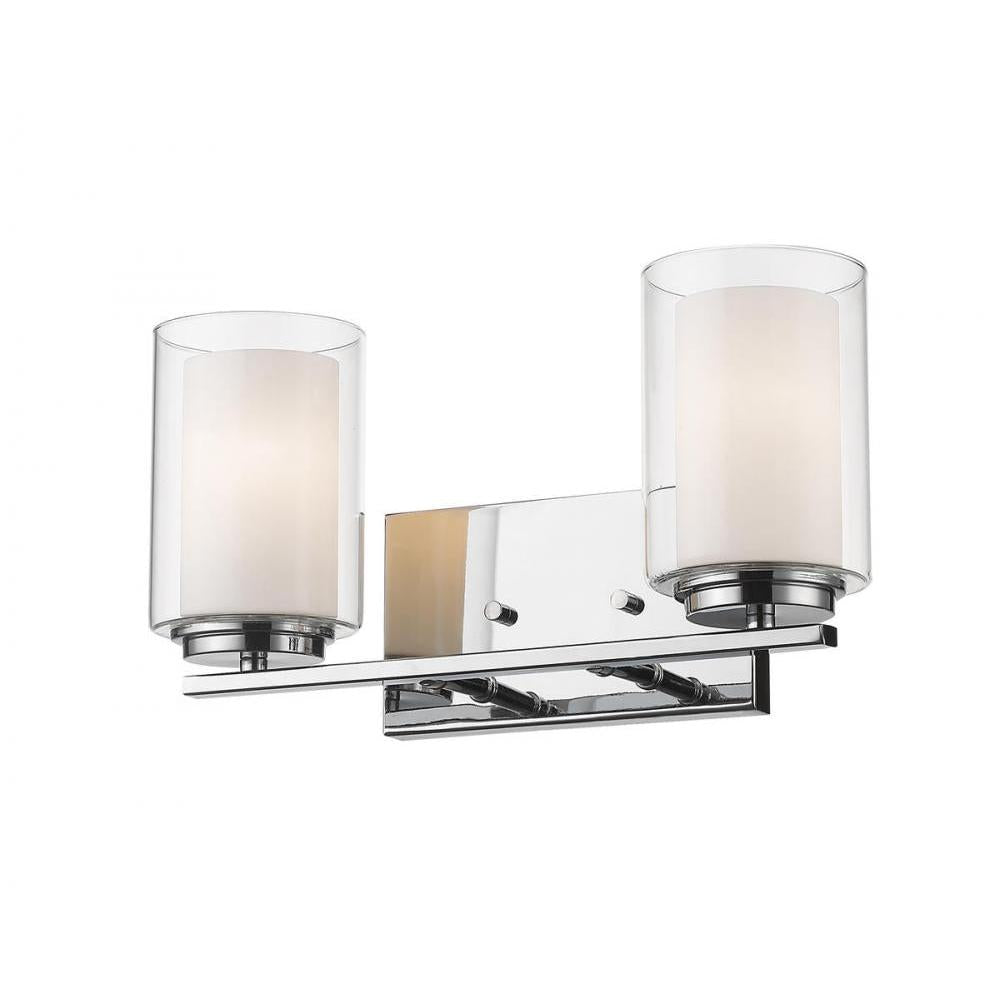 2 Light Vanity-Clear Outside; Matte Opal Inside