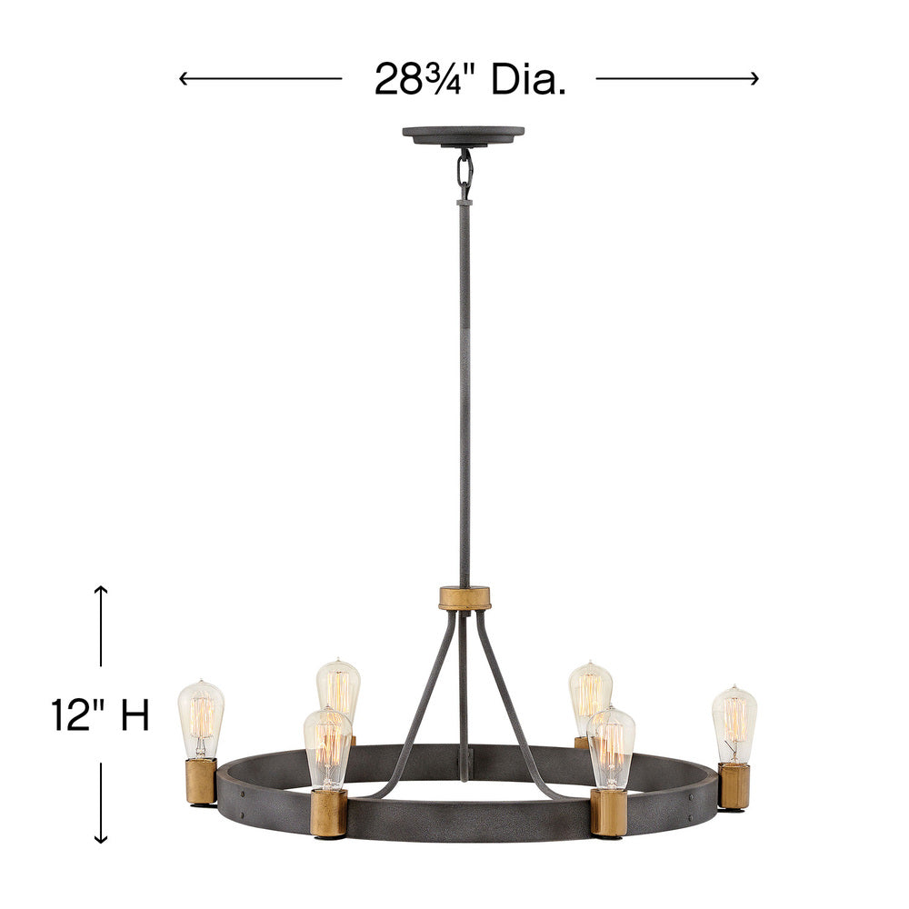 Hinkley Lighting SILAS 4266DZ Chandelier Industrial - Aged Zinc