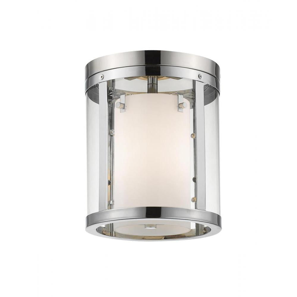 3 Light Flush Mount Light-Clear Outside; Matte Opal Inside