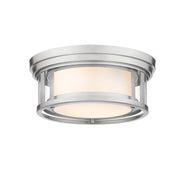 2 Light Flush Mount Light-Clear Outside; Matte Opal Inside