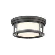 2 Light Flush Mount Light-Clear Outside; Matte Opal Inside