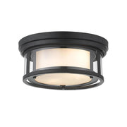 2 Light Flush Mount Light-Clear Outside; Matte Opal Inside