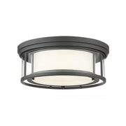 3 Light Flush Mount Light-Clear Outside; Matte Opal Inside