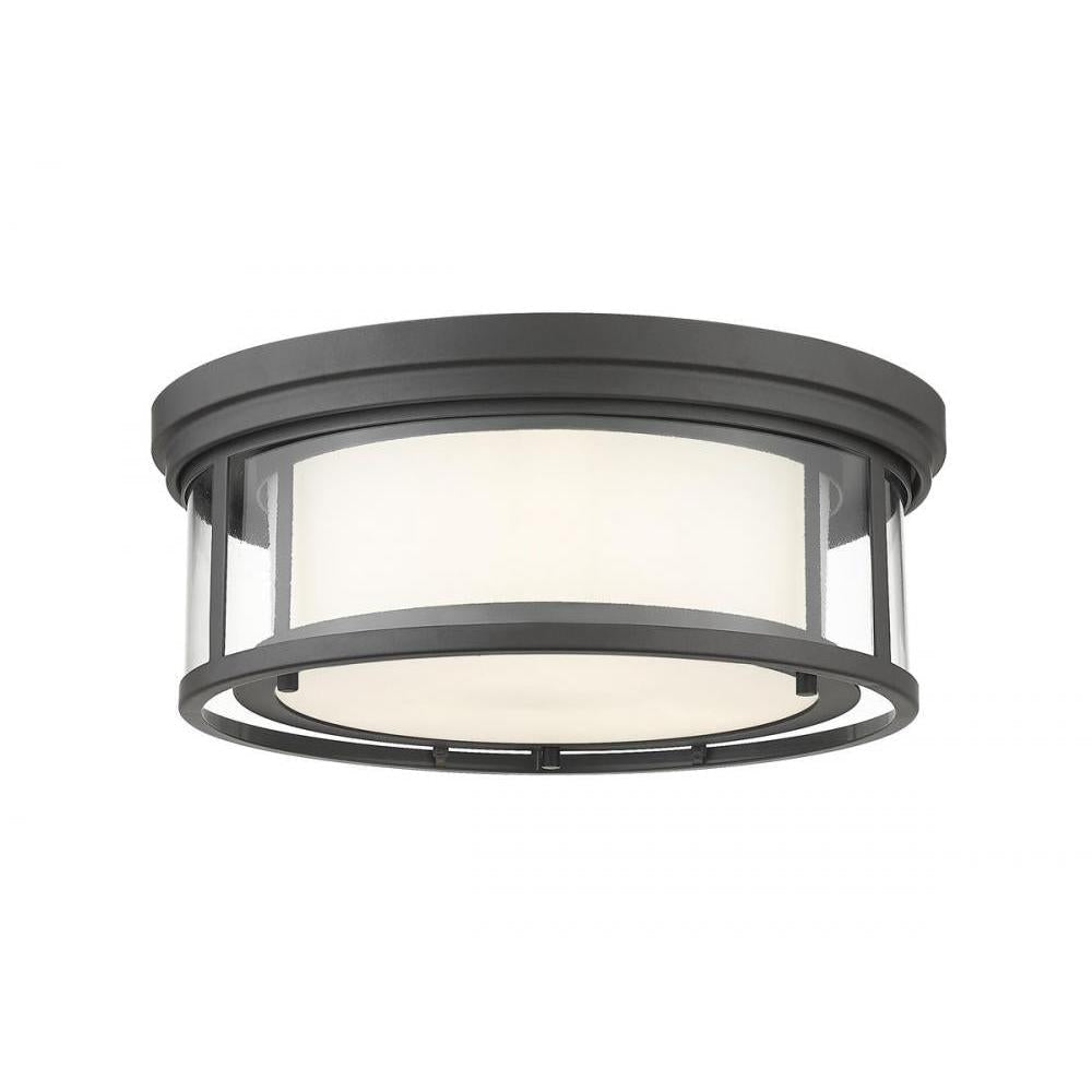 3 Light Flush Mount Light-Clear Outside; Matte Opal Inside