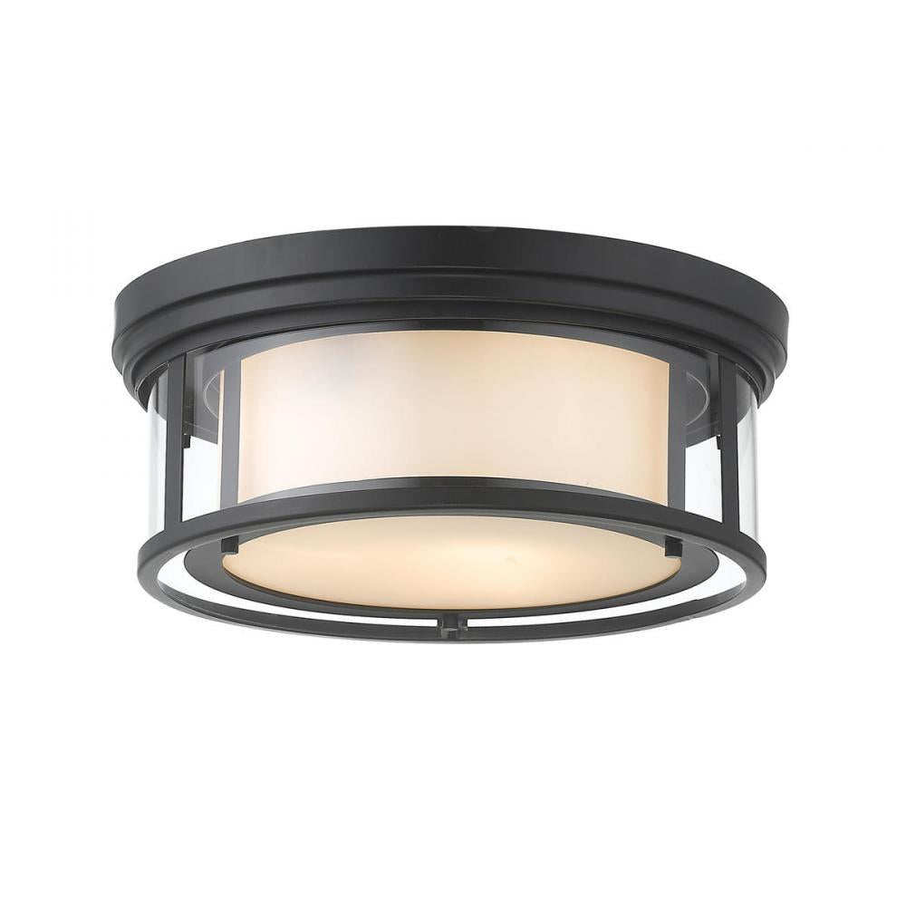 3 Light Flush Mount Light-Clear Outside; Matte Opal Inside