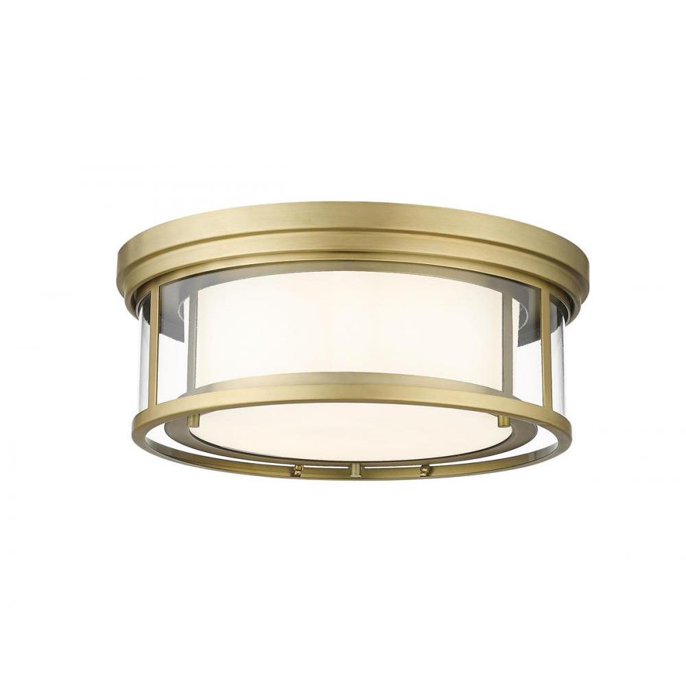 3 Light Flush Mount Light-Clear Outside; Matte Opal Inside