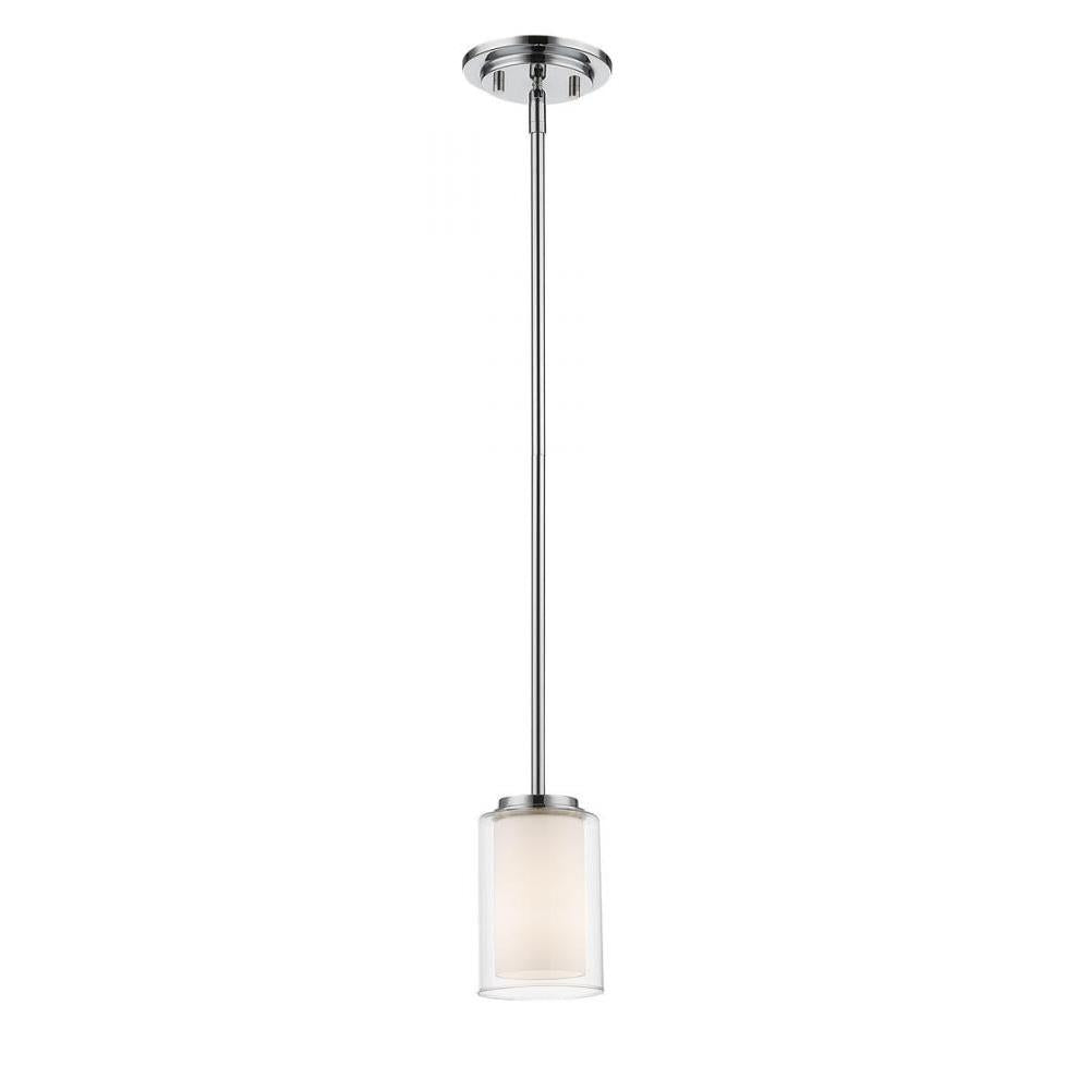 1 Light Pendant-Clear Outside; Matte Opal Inside