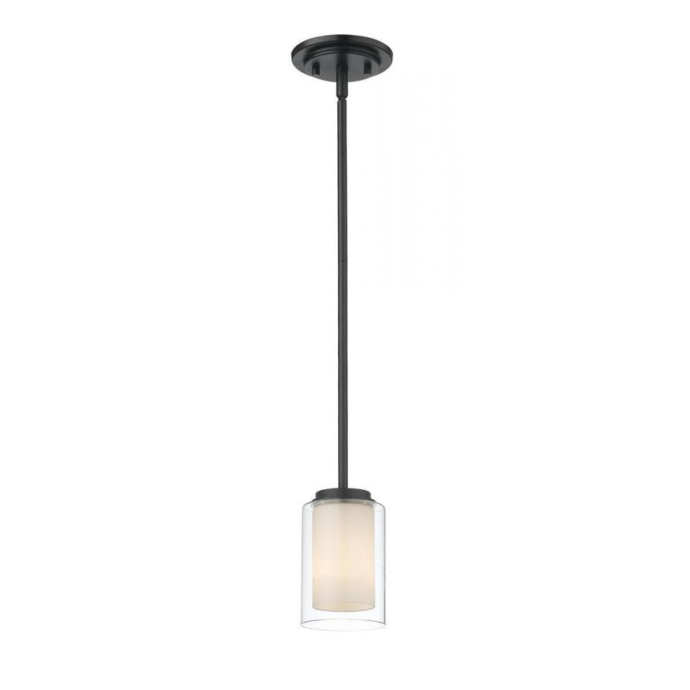 1 Light Pendant-Clear Outside; Matte Opal Inside