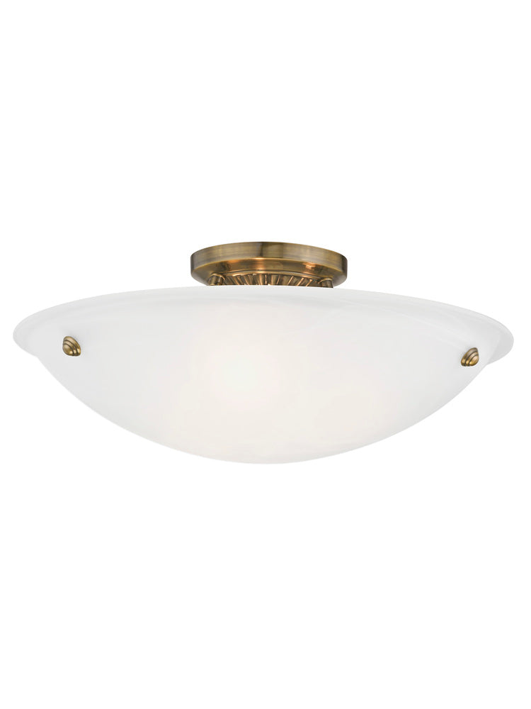 Livex Lighting OASIS 4274-01 Flush Mount Contemporary - Antique Brass