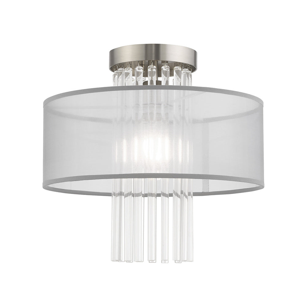 Livex Lighting ALEXIS 42802-91 Flush Mount Contemporary - Brushed Nickel