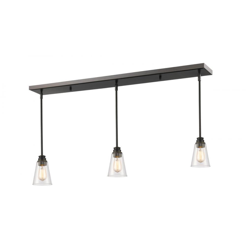 3 Light Linear Chandelier-Clear