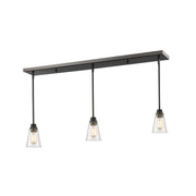 3 Light Linear Chandelier-Clear