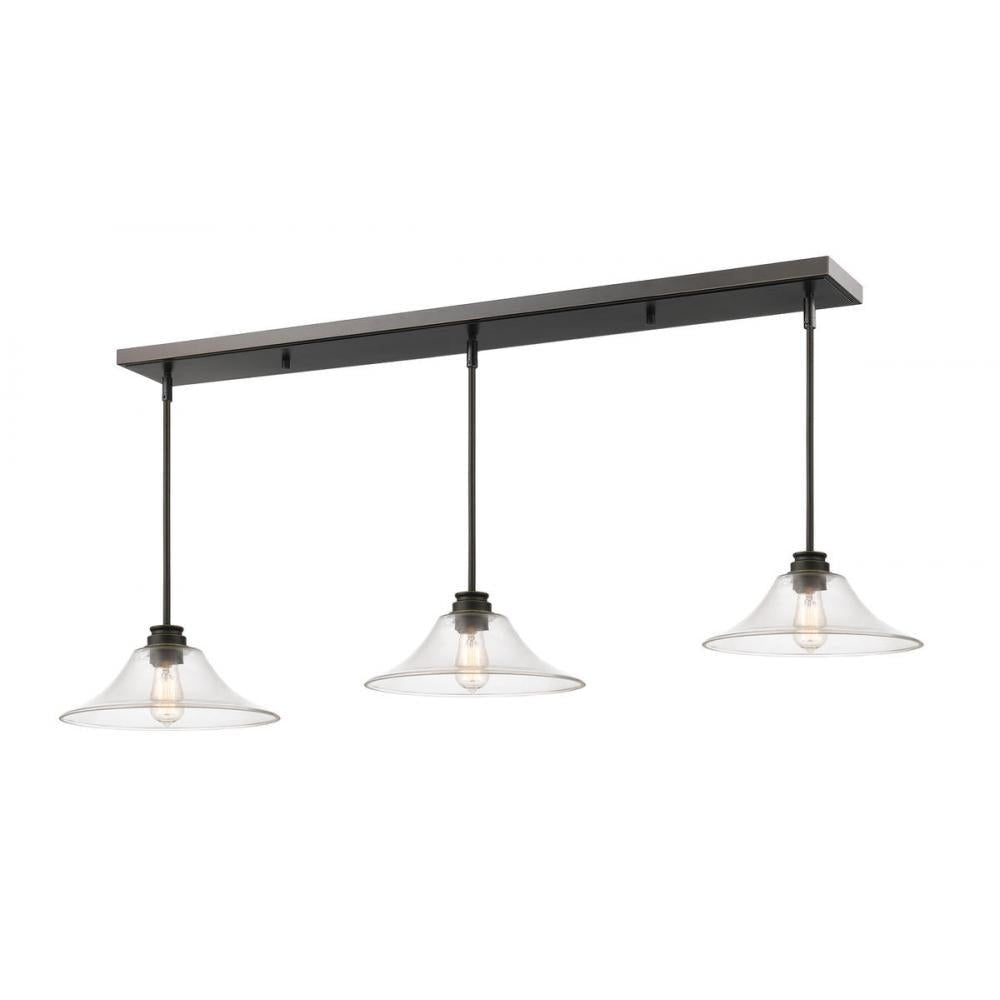 3 Light Linear Chandelier-Clear