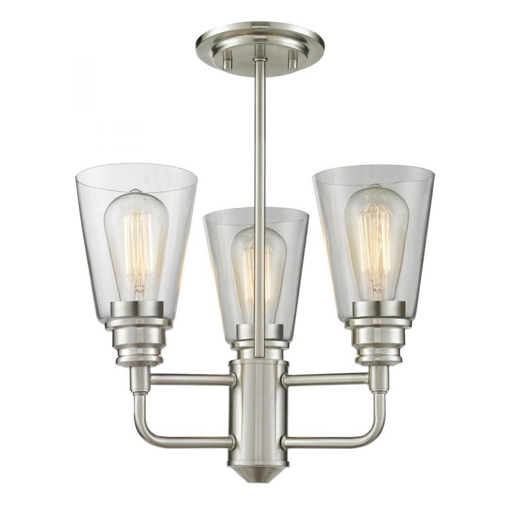 3 Light Semi Flush Mount Light-Clear