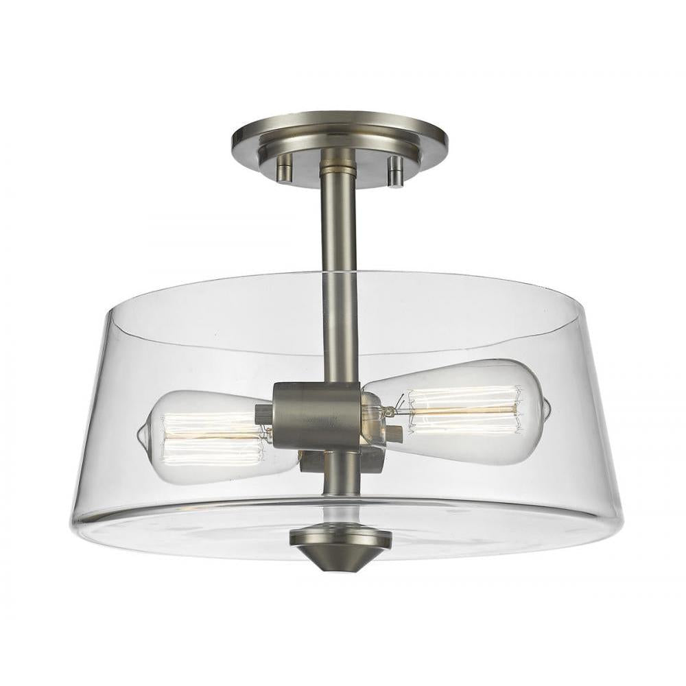2 Light Semi Flush Mount Light-Clear and