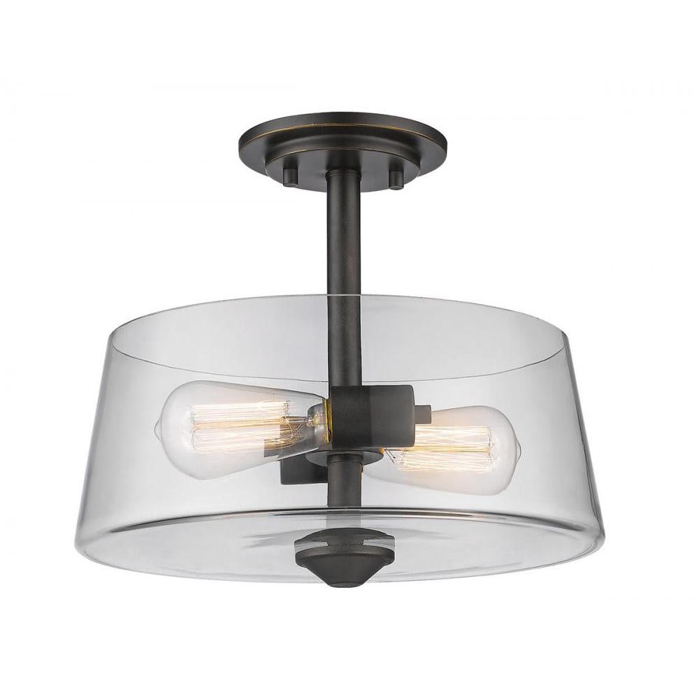 2 Light Semi Flush Mount Light-Clear and