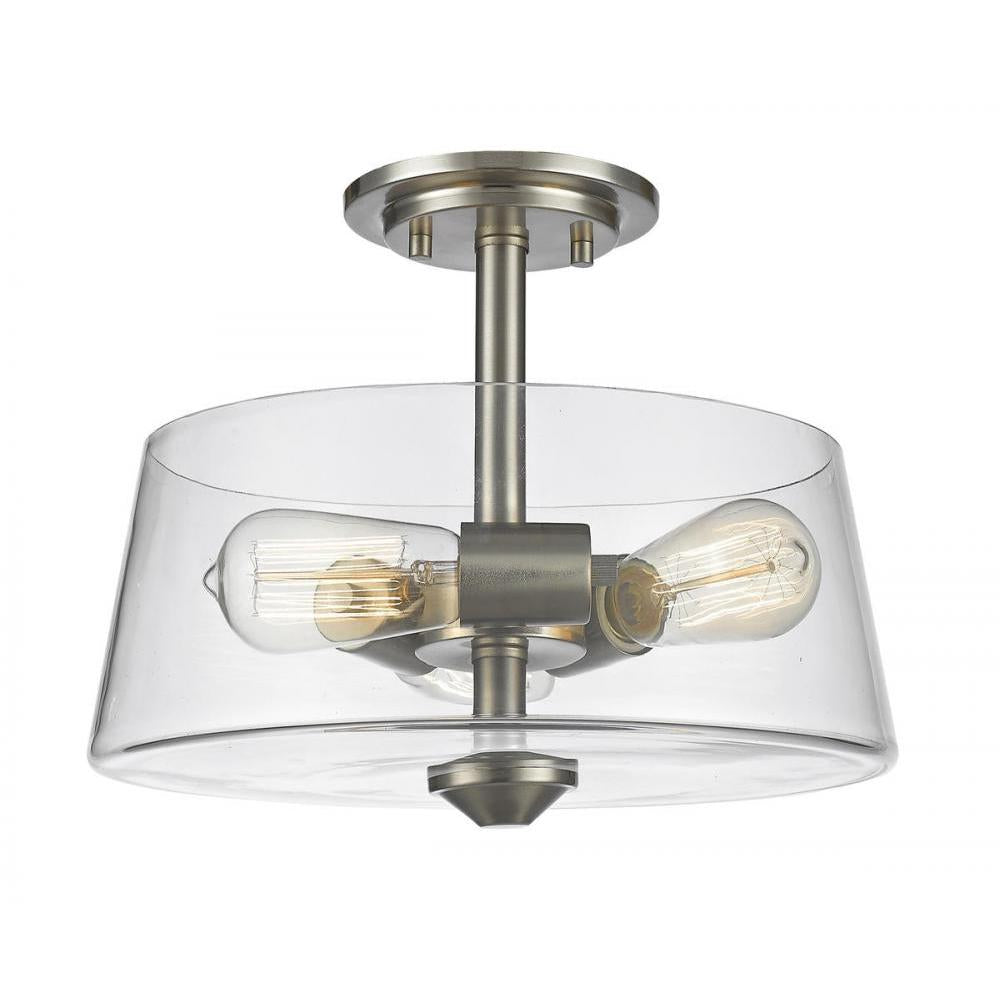 3 Light Semi Flush Mount Light-Clear and