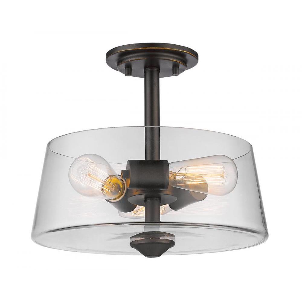 3 Light Semi Flush Mount Light-Clear and