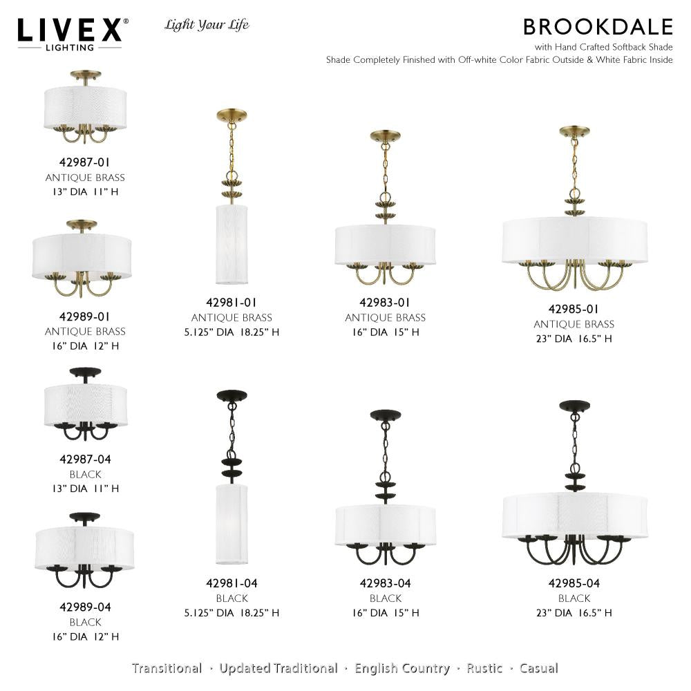 Livex Lighting BROOKDALE 42983-01 Pendant Transitional - Antique Brass