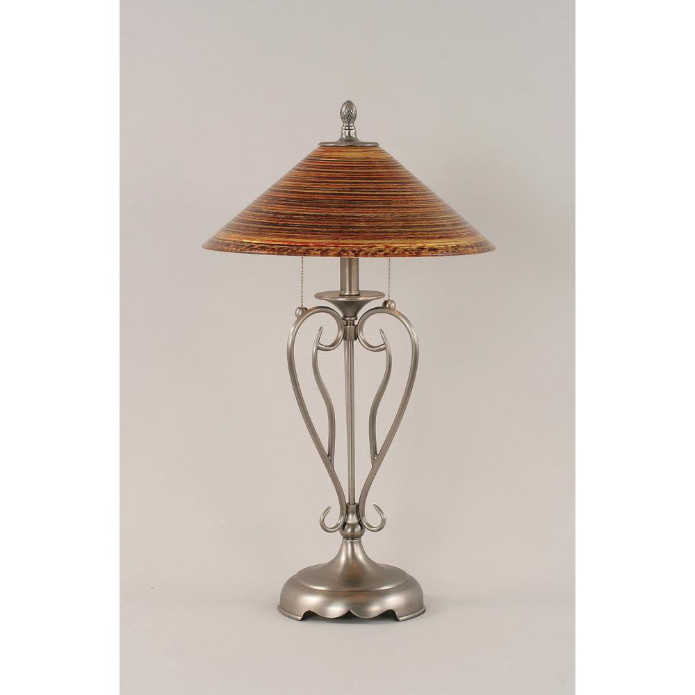 Toltec Company OLDE IRON 42-BN-414 Lamp Art Glass - Nickel