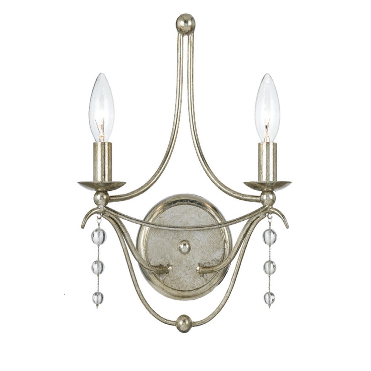 Crystorama Metro 432-SA – 10 Inch – 2 Light – Sconce – Antique Silver – Damp Rated