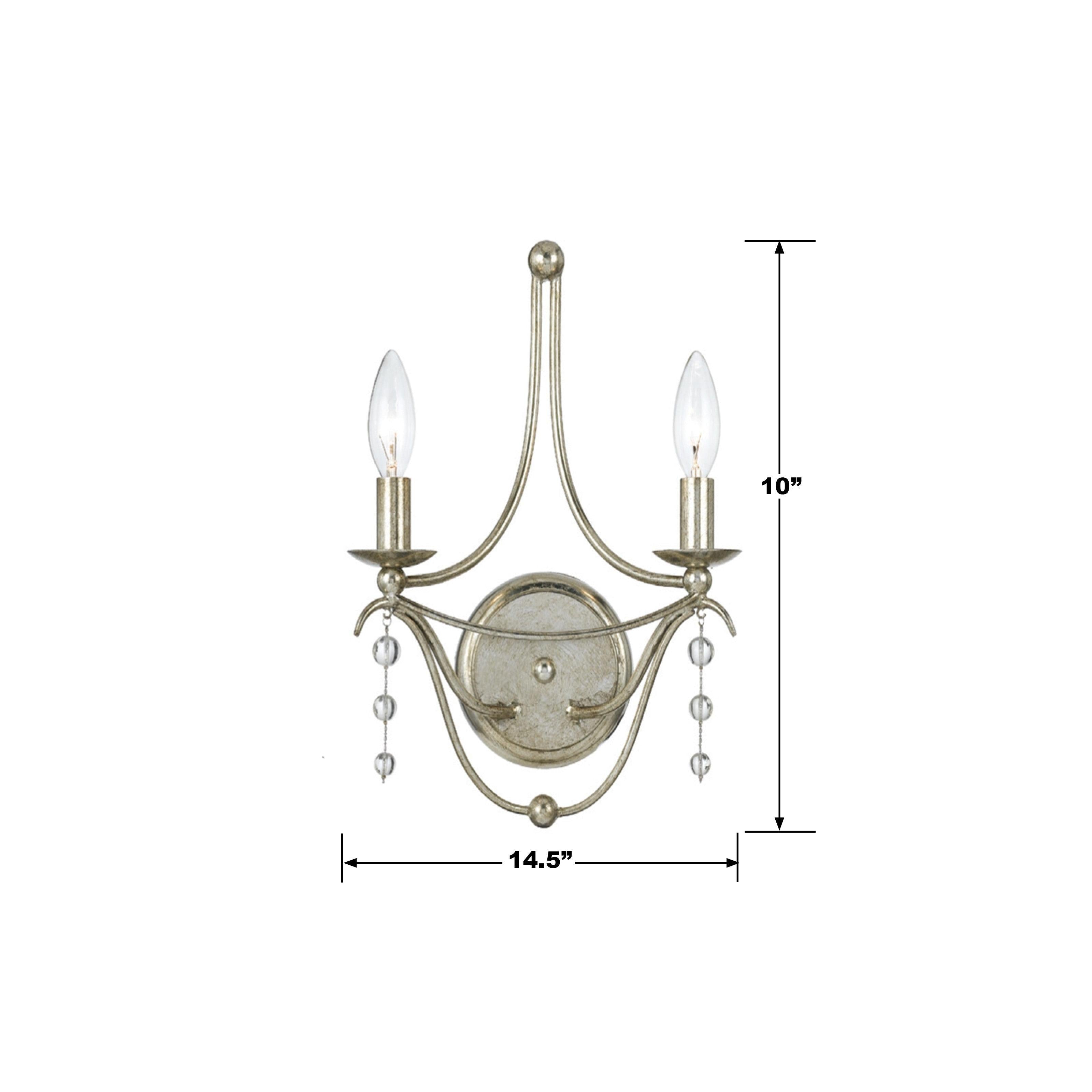 Crystorama Metro 432-SA – 10 Inch – 2 Light – Sconce – Antique Silver – Damp Rated