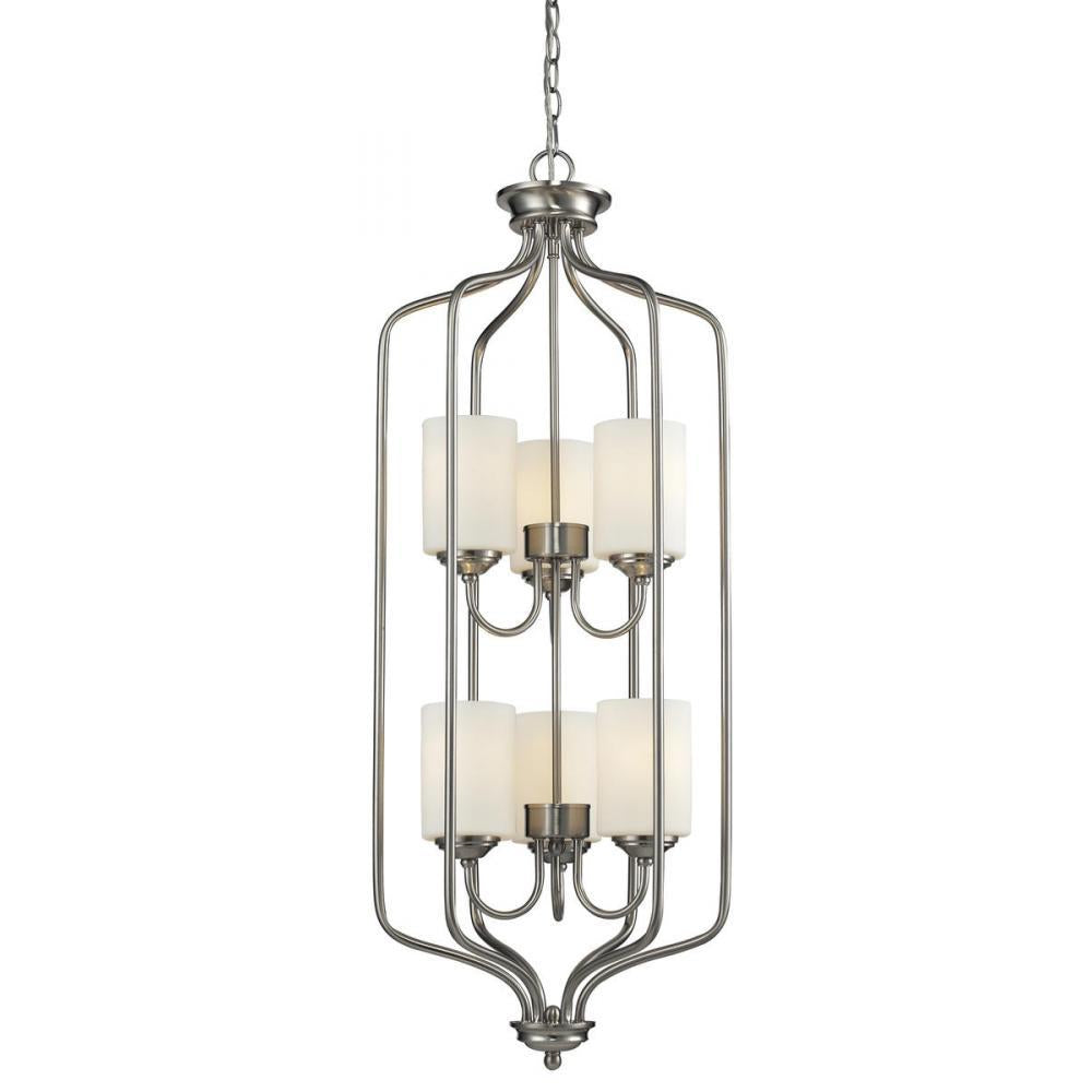 6 Light Chandelier-Matte Opal