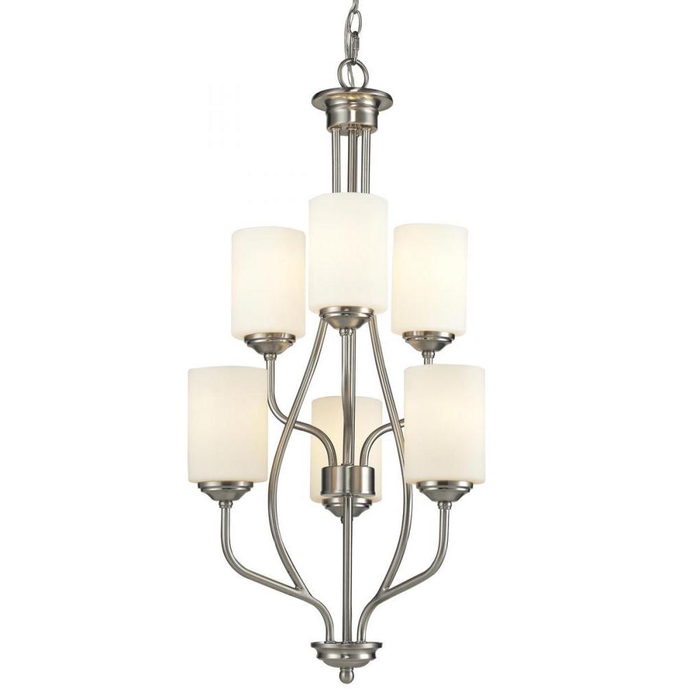 6 Light Chandelier-Matte Opal