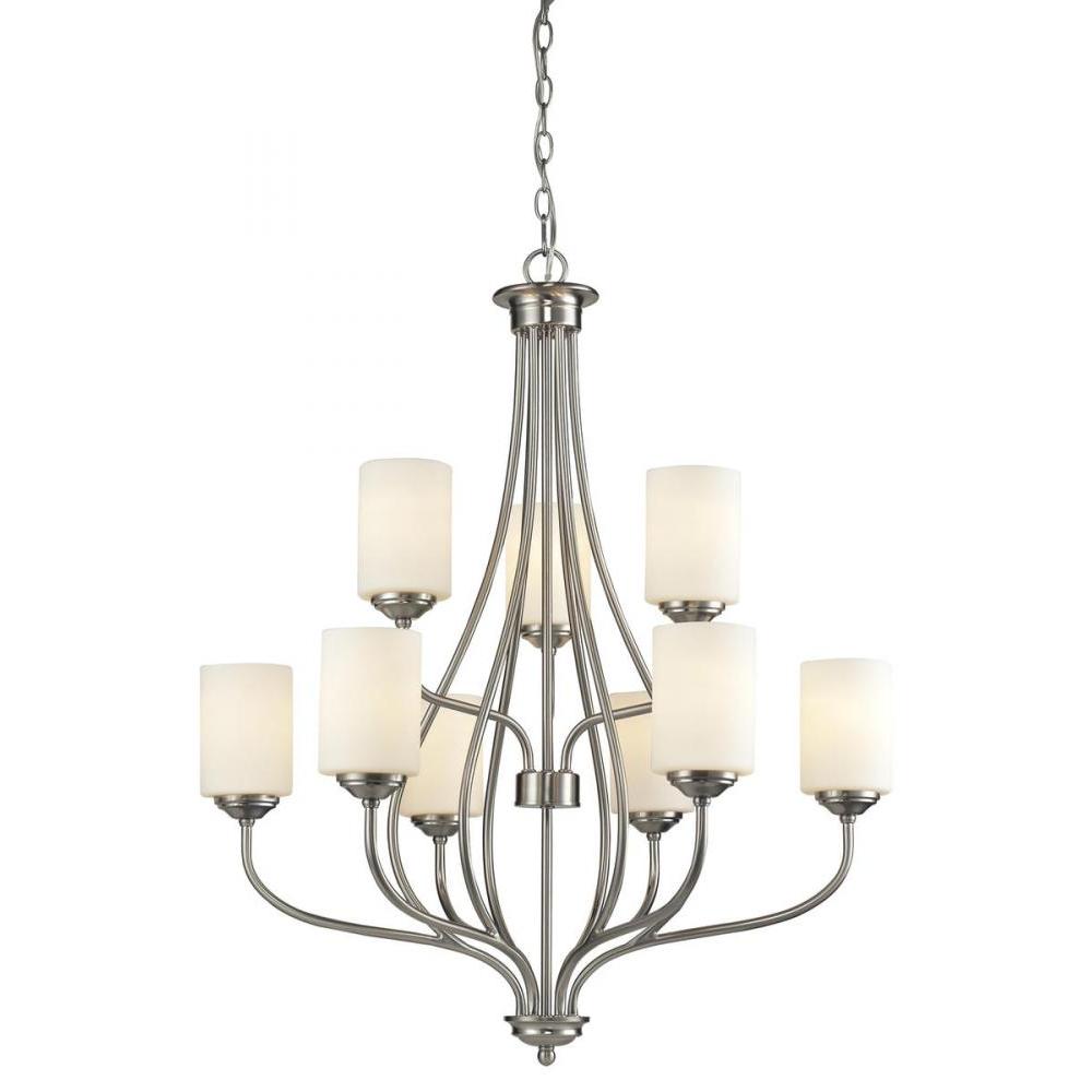 9 Light Chandelier-Matte Opal