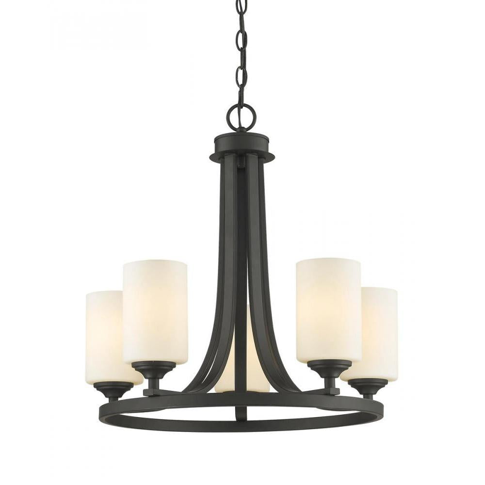 5 Light Chandelier-Matte Opal