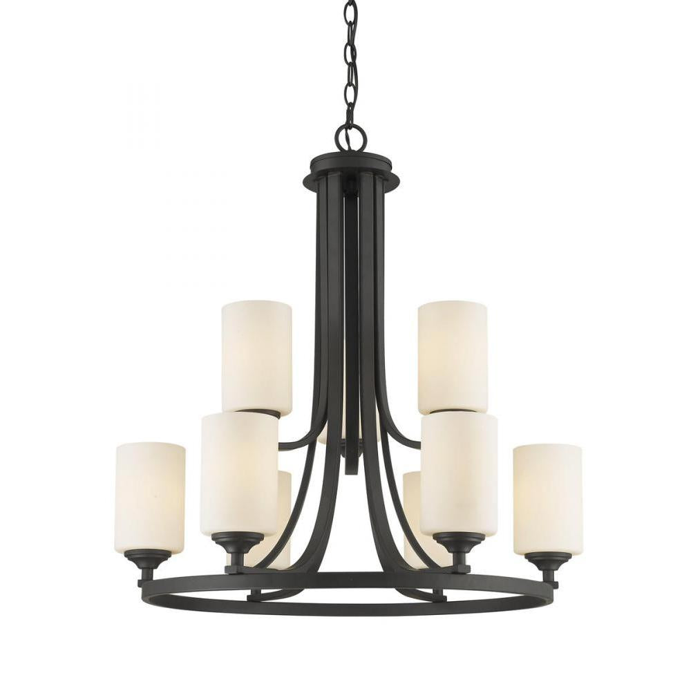 9 Light Chandelier-Matte Opal