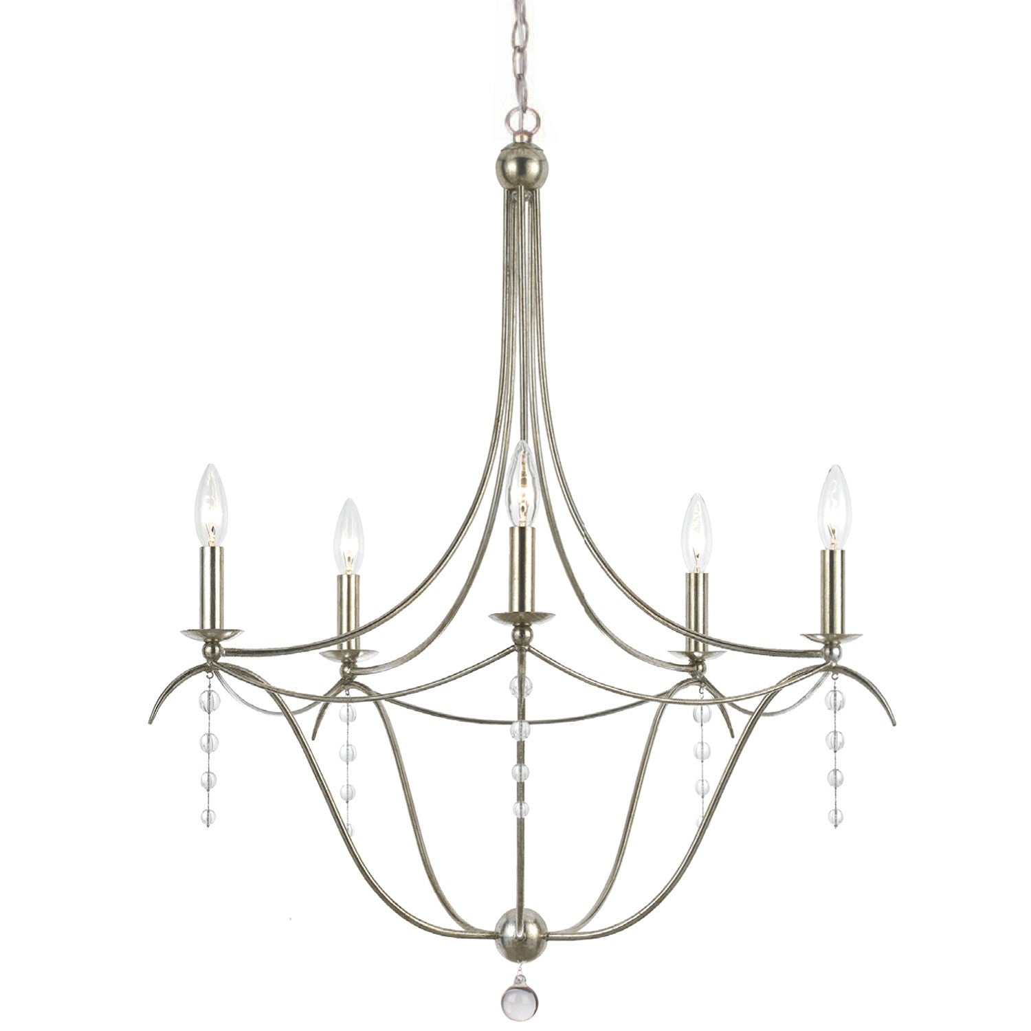 Crystorama Metro 435-SA – 27.5 Inch – 5 Light – Chandelier – Antique Silver – Damp Rated