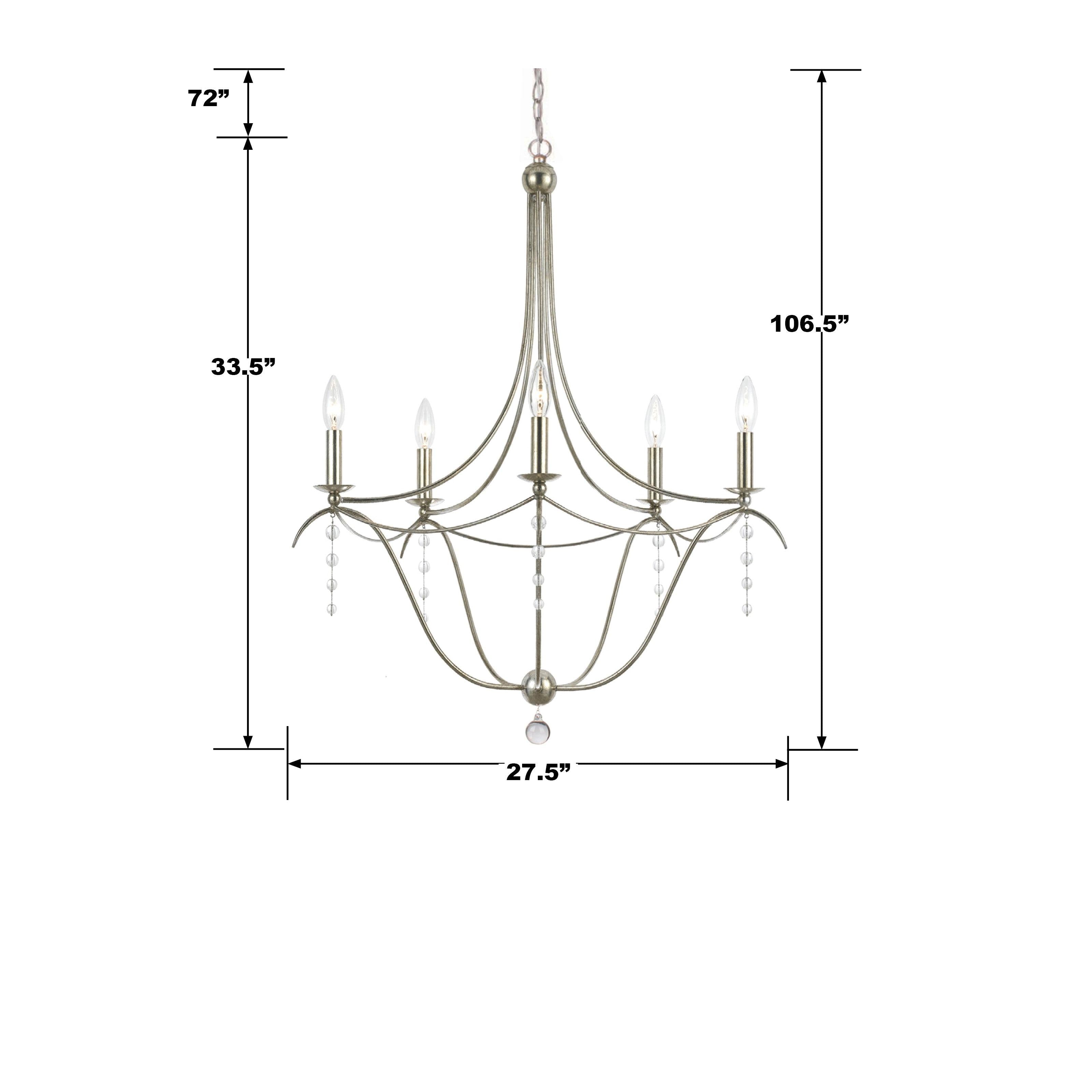 Crystorama Metro 435-SA – 27.5 Inch – 5 Light – Chandelier – Antique Silver – Damp Rated