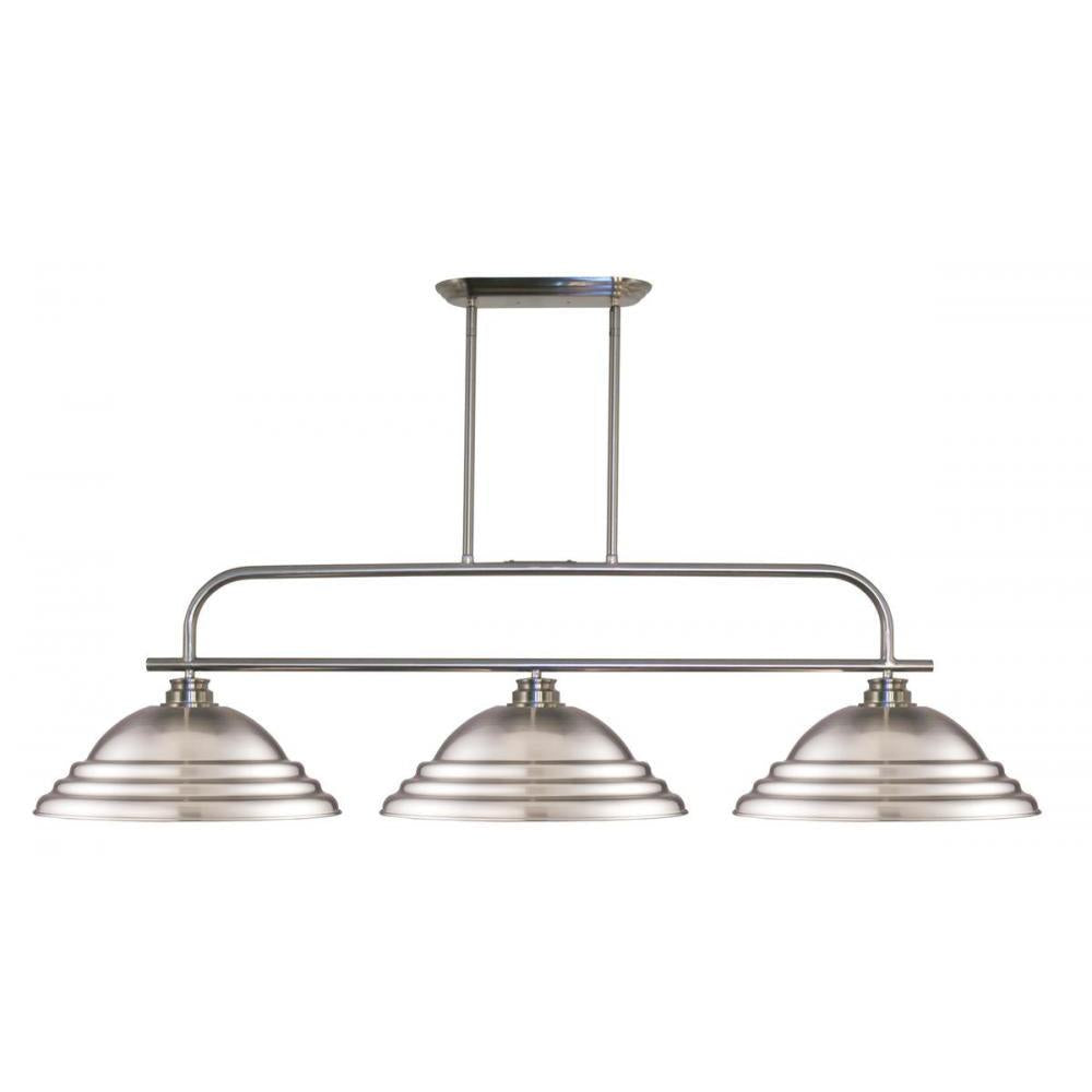 3 Light Billiard Table Light -Brushed Nickel
