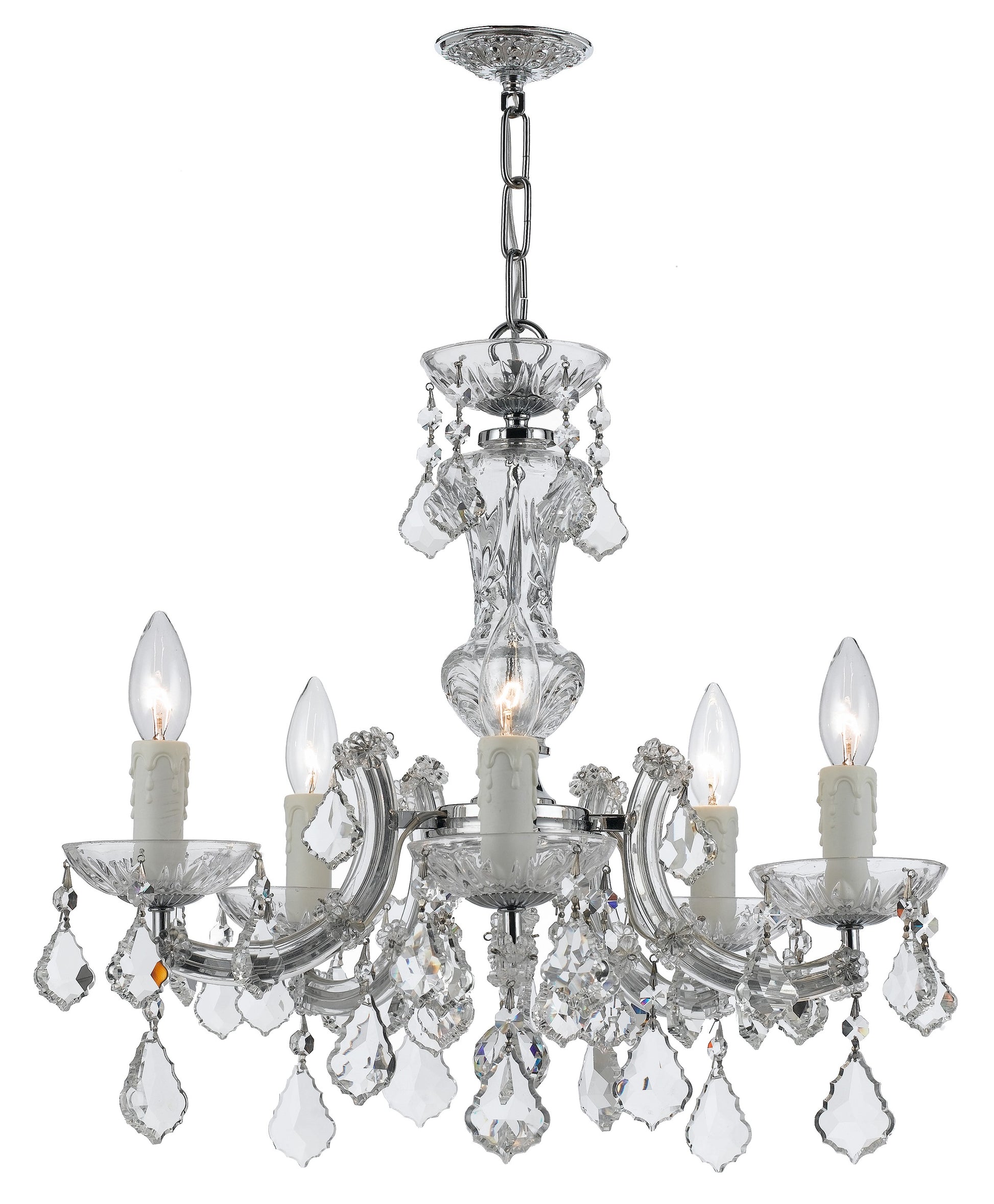 Crystorama Maria Theresa 4376-CH-CL-S – 20 Inch – 5 Light – Chandelier – Clear Crystal – Polished Chrome – Dry Rated