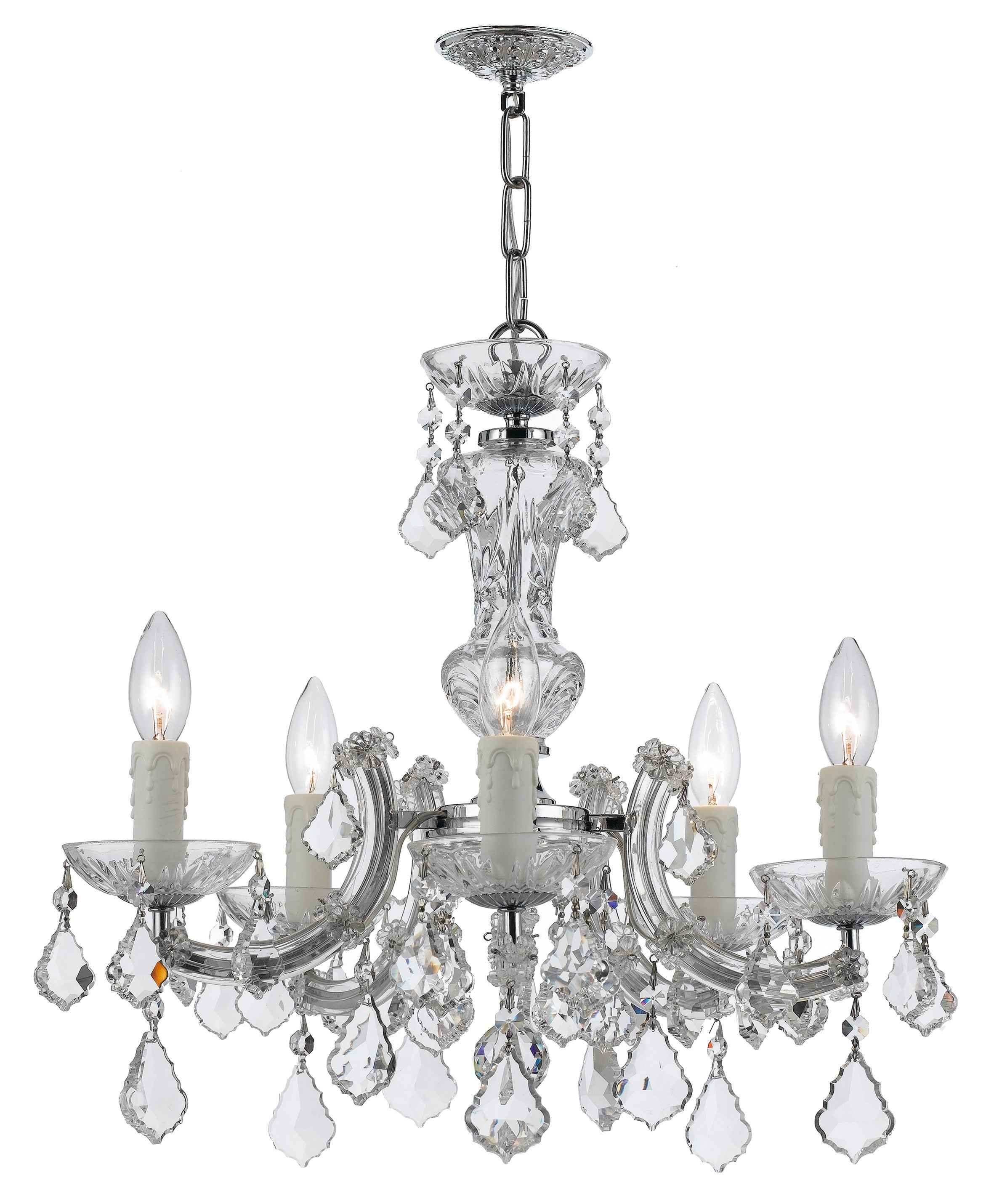 Crystorama Maria Theresa 4376-CH-CL-SAQ – 20 Inch – 5 Light – Chandelier – Clear Crystal – Polished Chrome – Dry Rated