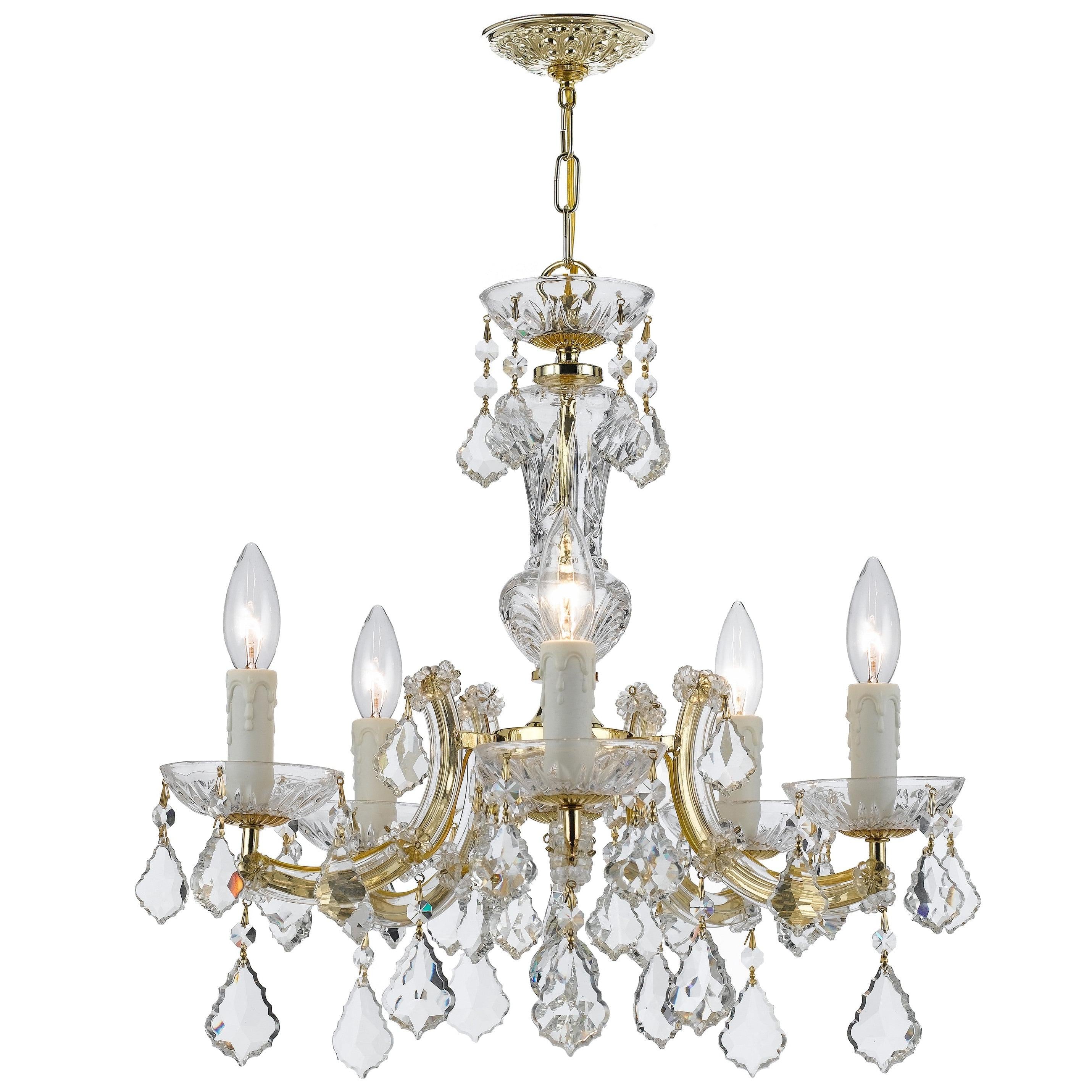 Crystorama Maria Theresa 4376-GD-CL-MWP – 20 Inch – 5 Light – Chandelier – Clear Crystal – Gold – Dry Rated