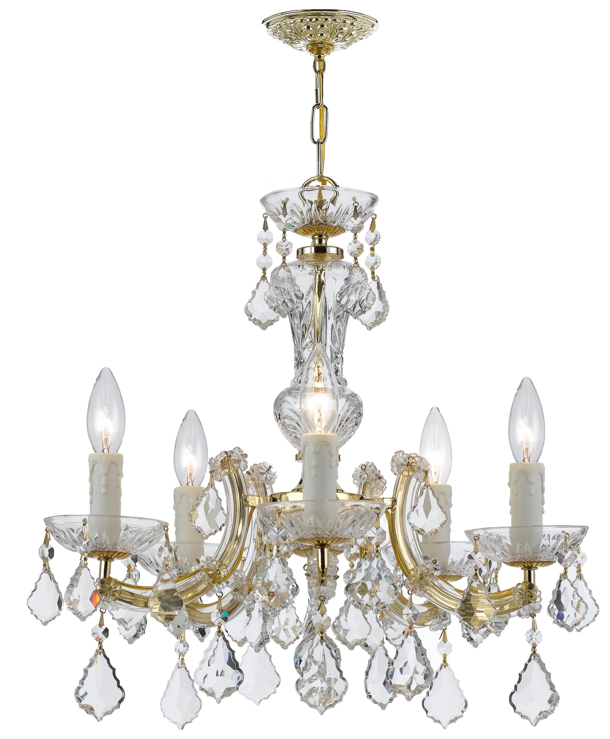 Crystorama Maria Theresa 4376-GD-CL-S – 20 Inch – 5 Light – Chandelier – Clear Crystal – Gold – Dry Rated