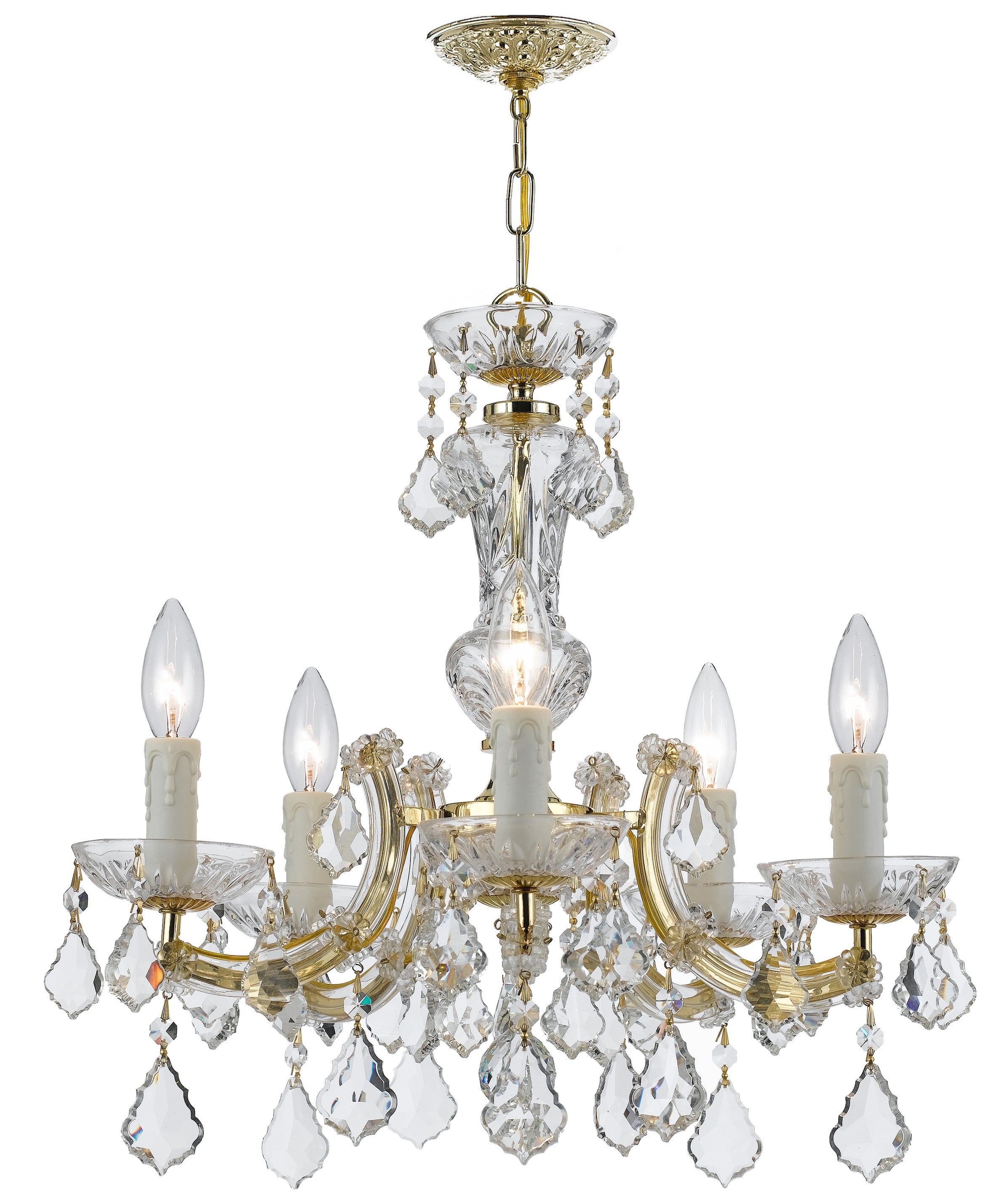 Crystorama Maria Theresa 4376-GD-CL-S – 20 Inch – 5 Light – Chandelier – Clear Crystal – Gold – Dry Rated