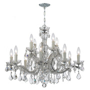 Crystorama Maria Theresa 4379-CH-CL-SAQ – 30 Inch – 12 Light – Chandelier – Clear Crystal – Polished Chrome – Damp Rated