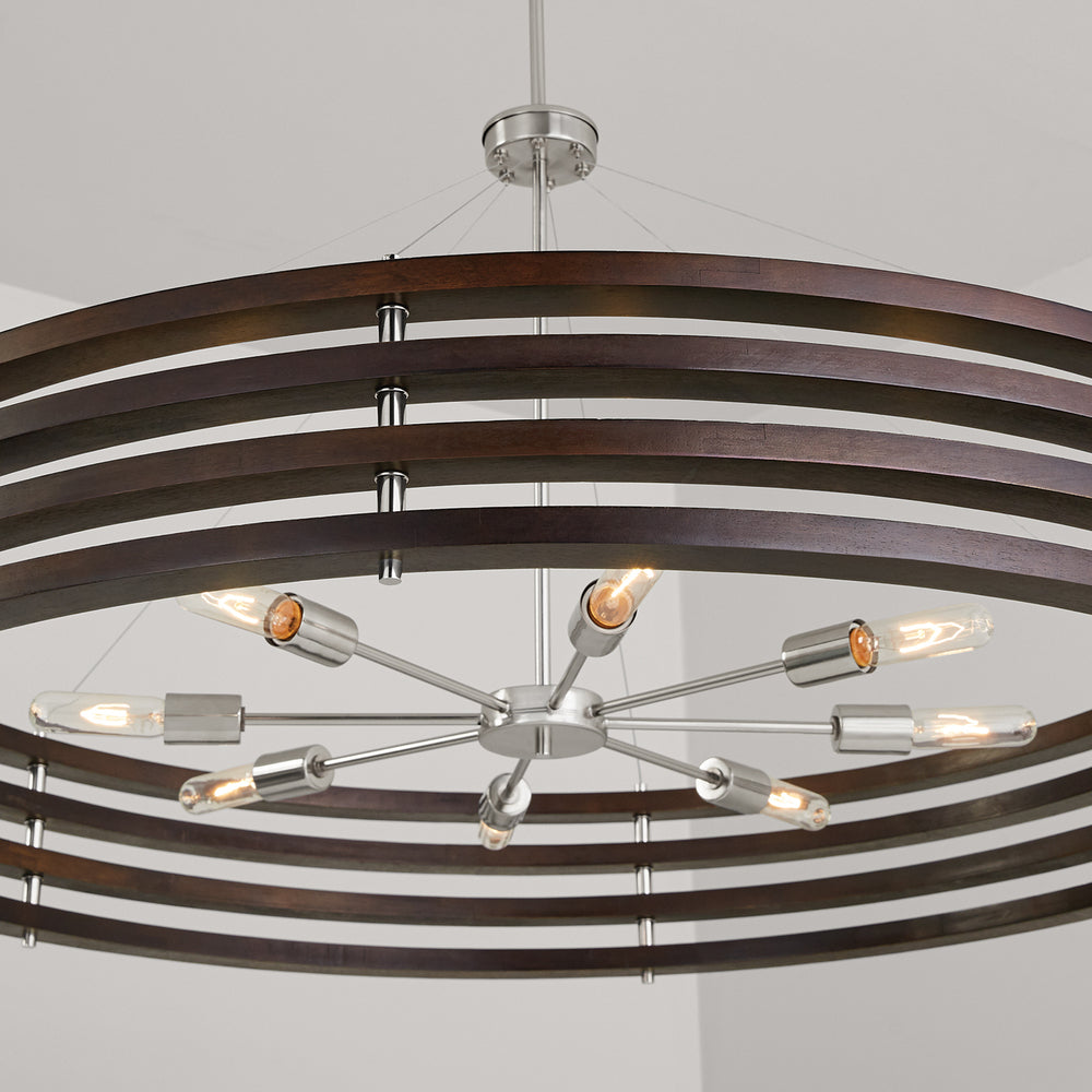 Capital Lighting DALTON 439981DN Chandelier Modern - Dark Wood And Polished Nickel