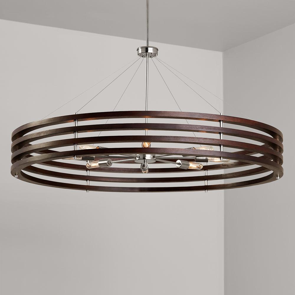 Capital Lighting DALTON 439981DN Chandelier Modern - Dark Wood And Polished Nickel