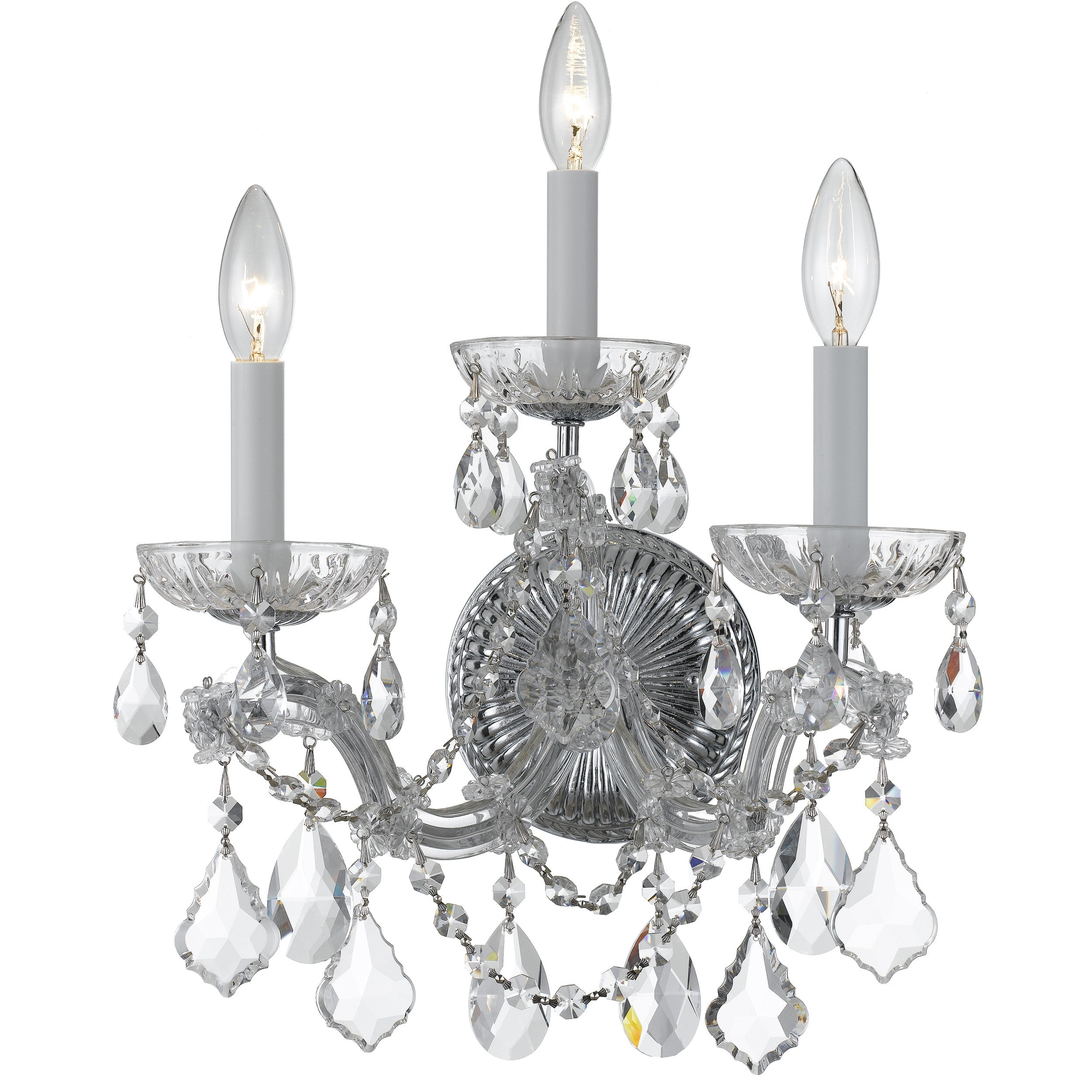 Crystorama Maria Theresa 4403-CH-CL-MWP – 14 Inch – 3 Light – Sconce – Clear Crystal – Polished Chrome – Damp Rated