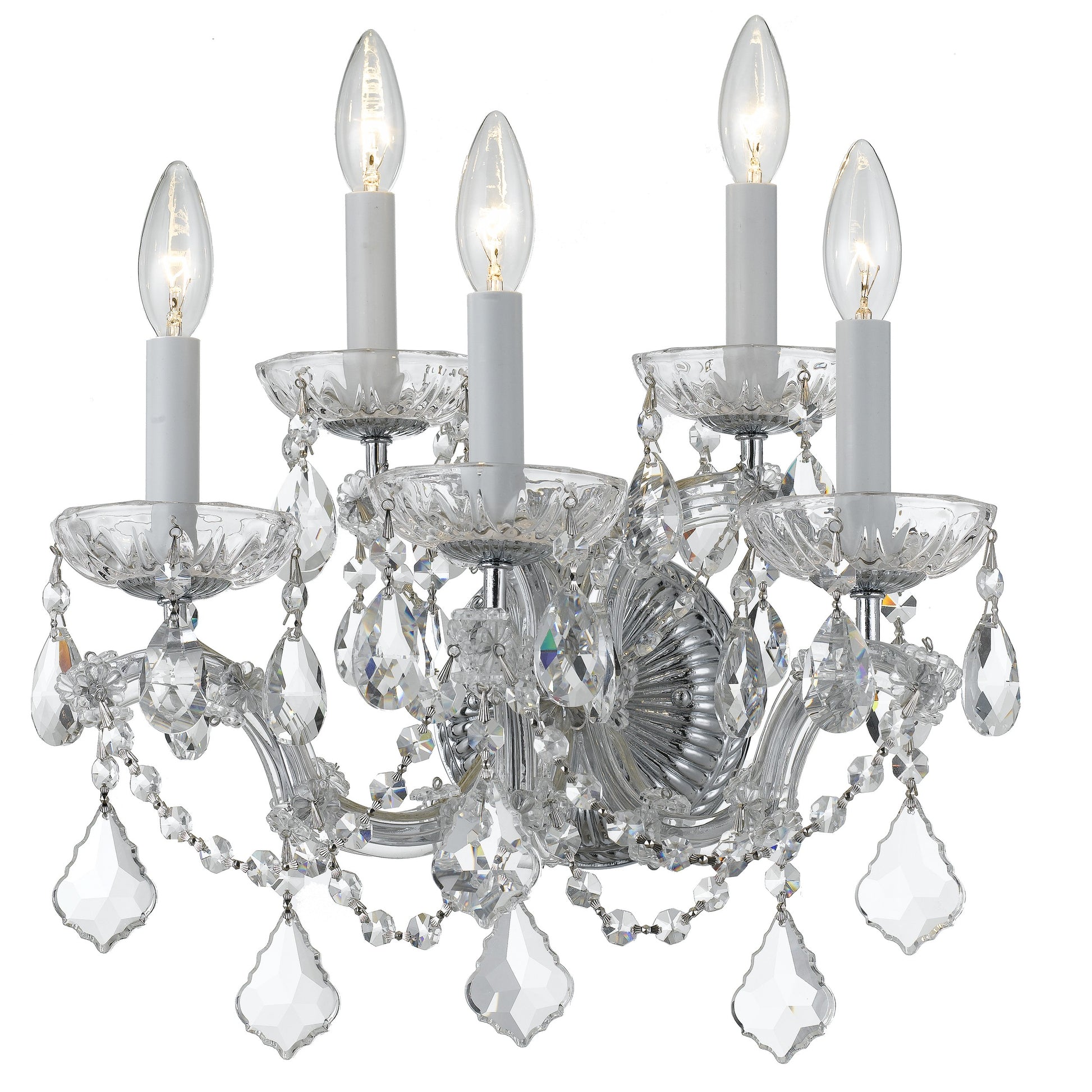 Crystorama Maria Theresa 4404-CH-CL-MWP – 16 Inch – 5 Light – Sconce – Clear Crystal – Polished Chrome – Dry Rated
