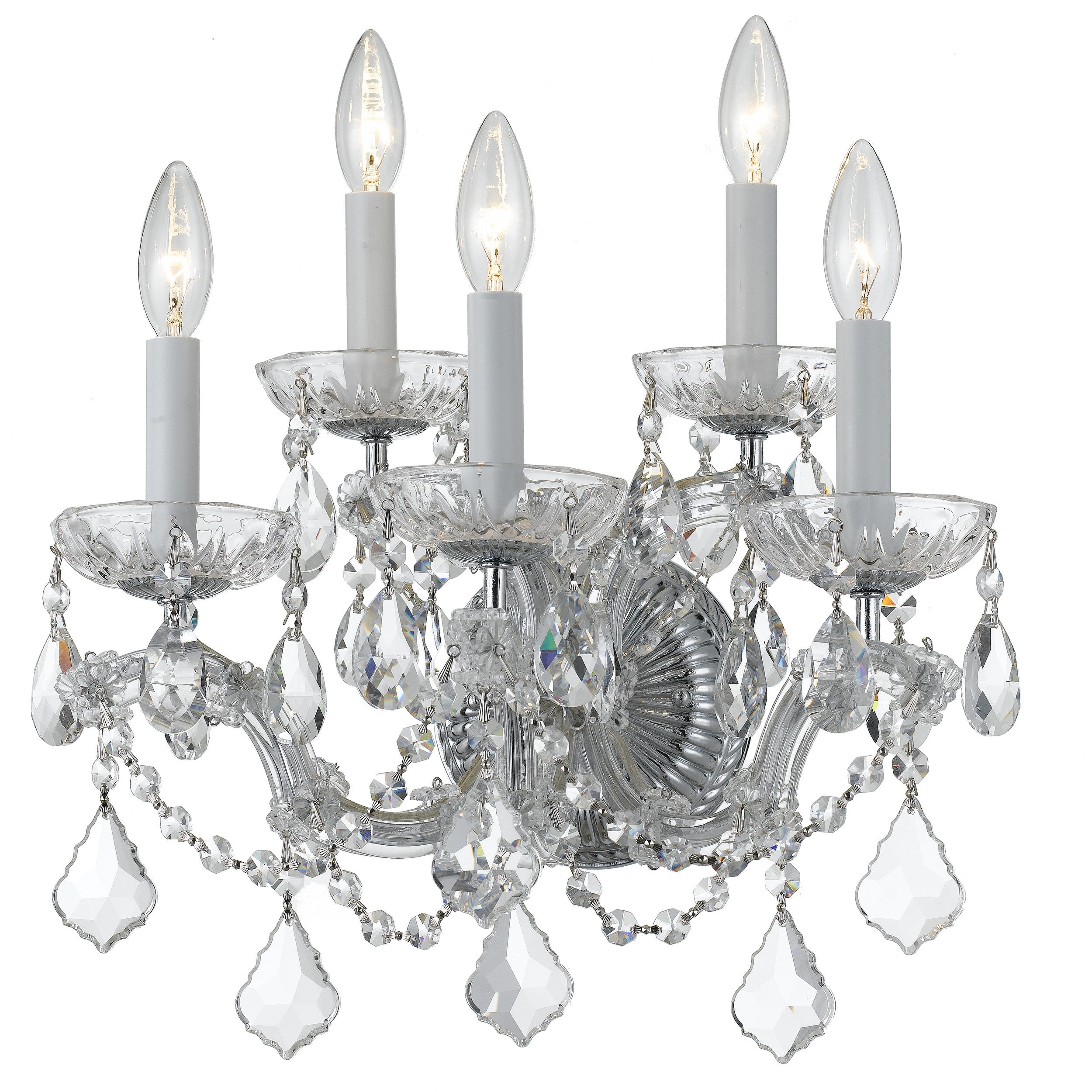 Crystorama Maria Theresa 4404-CH-CL-MWP – 16 Inch – 5 Light – Sconce – Clear Crystal – Polished Chrome – Dry Rated