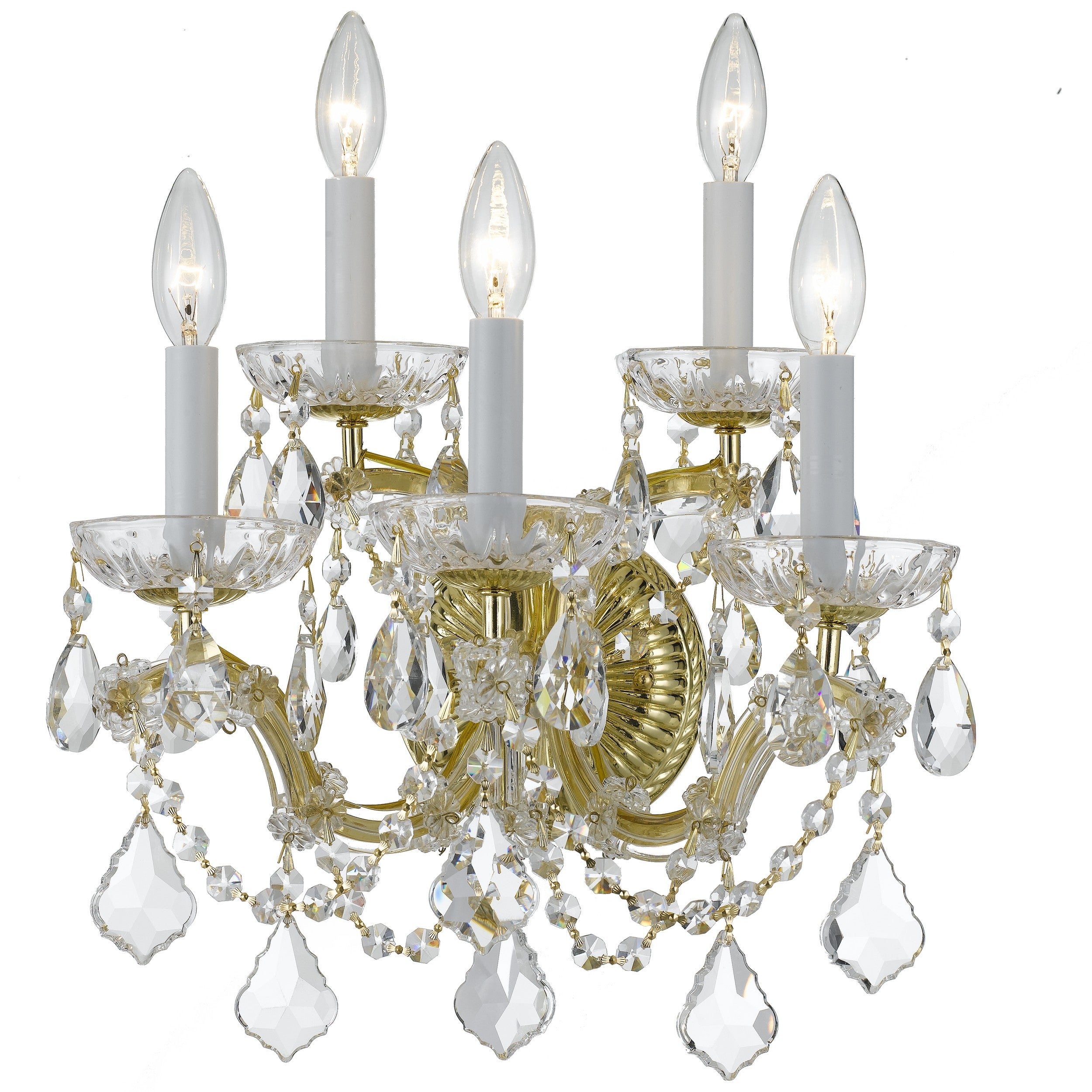 Crystorama Maria Theresa 4404-GD-CL-SAQ – 16 Inch – 5 Light – Sconce – Clear Crystal – Gold – Dry Rated