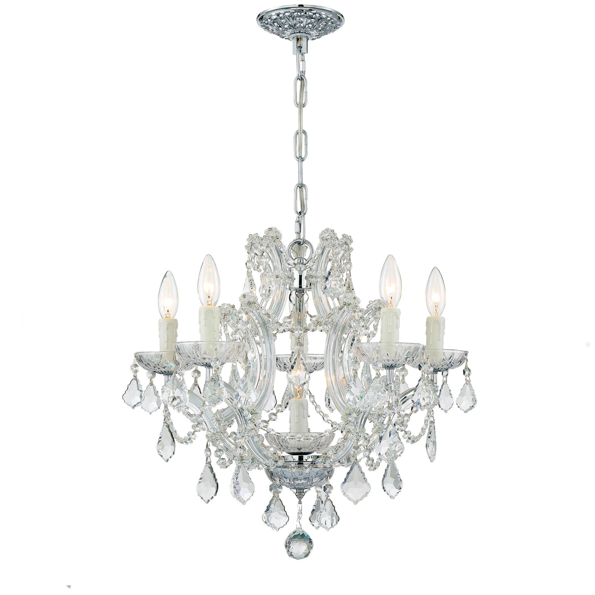 Crystorama Maria Theresa 4405-CH-CL-I – 20 Inch – 6 Light – Chandelier – Clear Crystal – Polished Chrome – Dry Rated