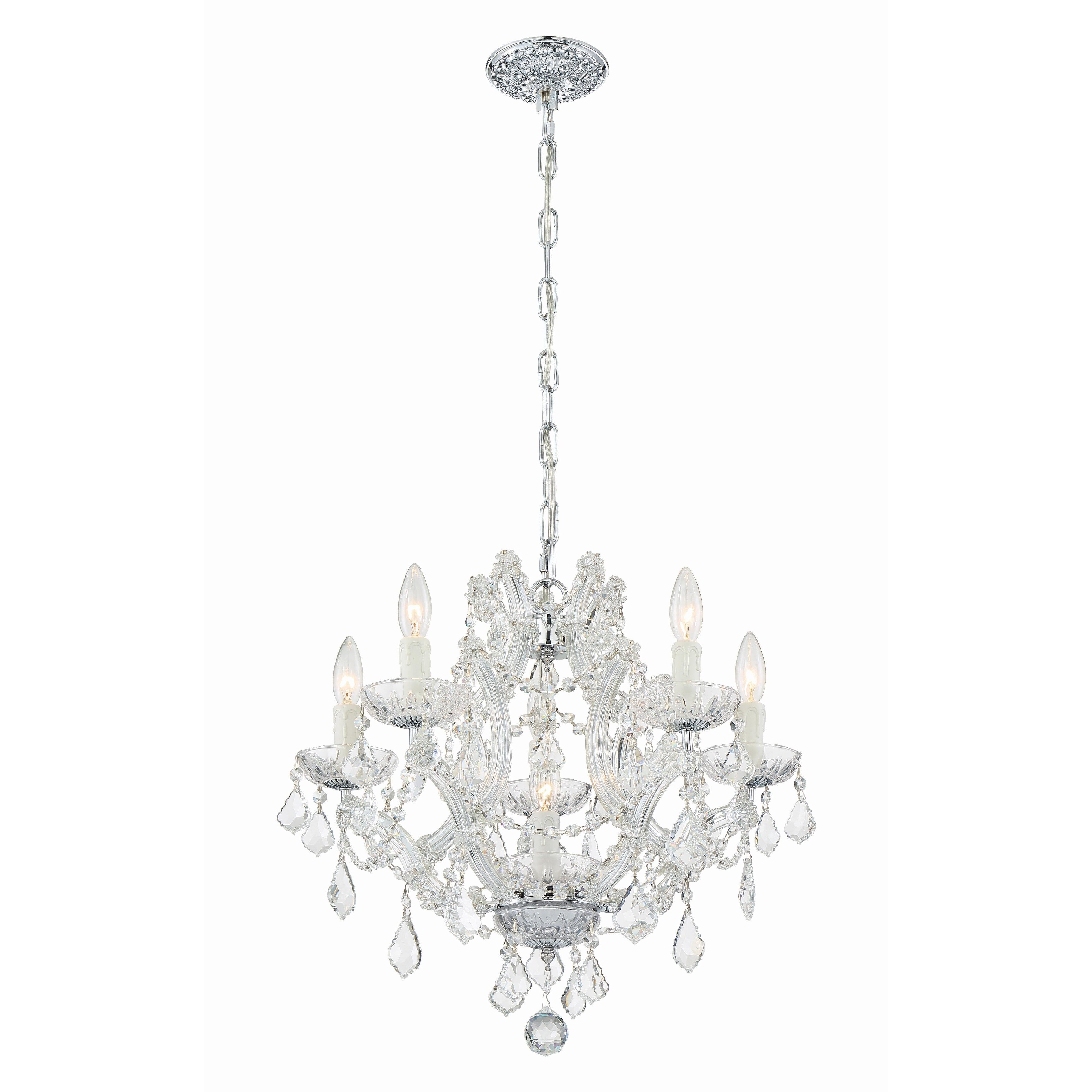 Crystorama Maria Theresa 4405-CH-CL-I – 20 Inch – 6 Light – Chandelier – Clear Crystal – Polished Chrome – Dry Rated
